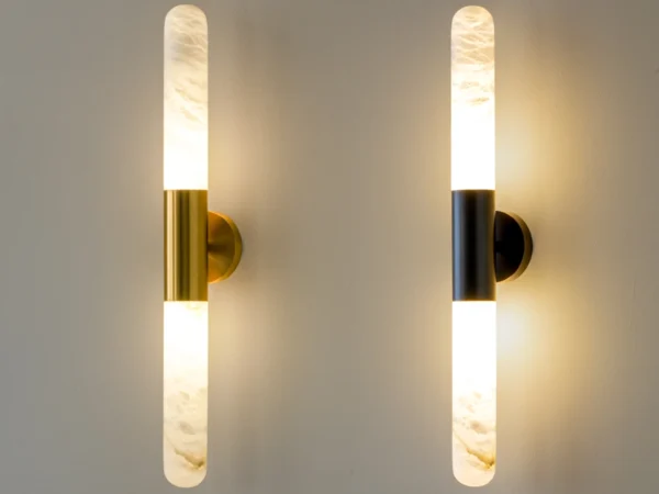 Spanish Natural Alabaster Brass Wall Lamp
